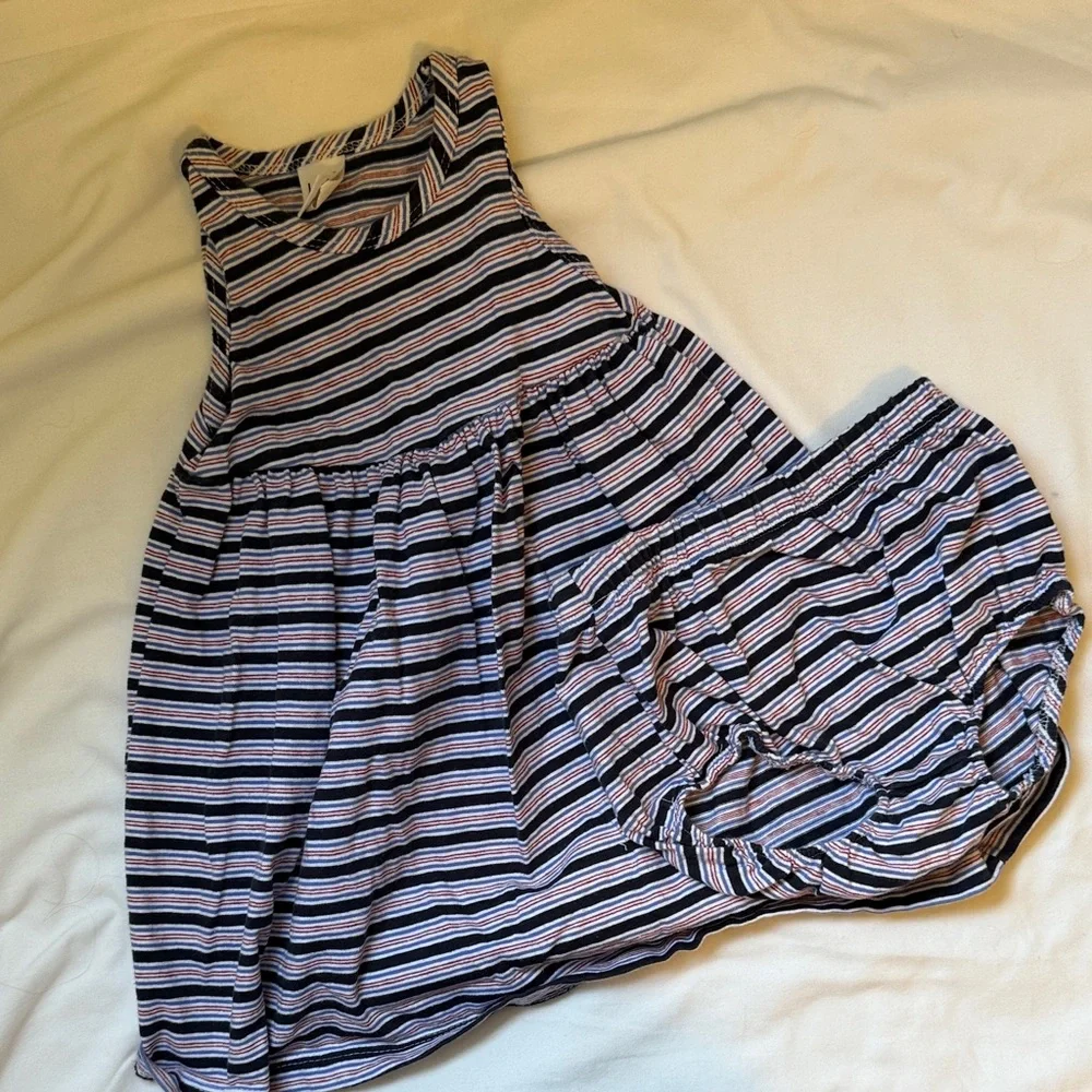 Charming Striped Kids Dress in Navy Red and White 24 m - Picture 1 of 8